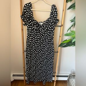 NWT Topshop Black and White Polka Dot Midi Dress